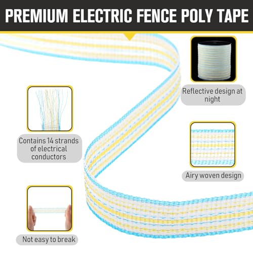 1 Roll 3/4 Inch x 2000 ft Electric Fence Tape Polytape, Green - color: Green, size: 3/4 Inch X 2000 ft