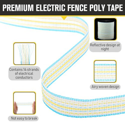 1 Roll 3/4 Inch x 2000 ft Electric Fence Tape Polytape, Green - color: Green, size: 3/4 Inch X 2000 ft