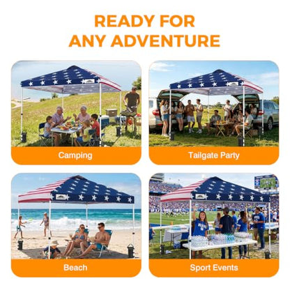 EAGLE PEAK 10x10 Pop Up Canopy Tent Easy Up Canopy Outdoor, American Flag - color: American Flag, size: 10x10