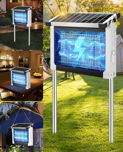 PhatroyYee Solar Bug Zapper, 4500V Mosquito Zapper Killer Trap Rechargeable - color: White