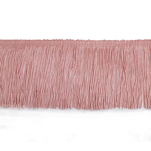 Chainette Fringe Trim 5 Yard x 4 Inches Fabric Tassel Trims - color: Pink, size: 4"-5Yards/R