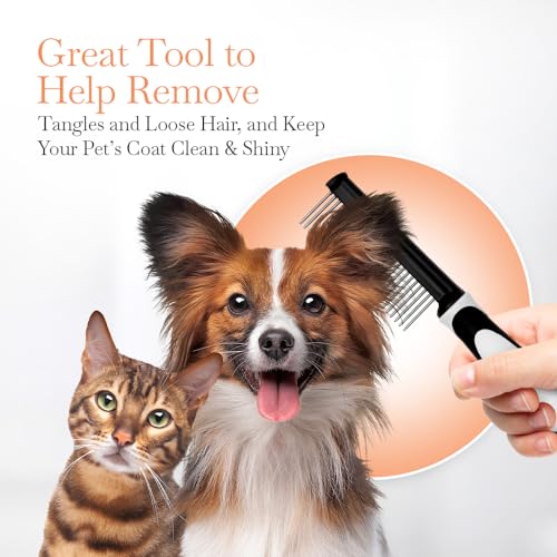 Fuller Brush Single-Sided Pet Comb - 25 Rust-Resistant Stainless Steel Pins - Ergonomic Rubberized Easy Grip Handle - Remove Tangles, Mats & Reduce Loose Hair - Tool for Grooming Dogs & Cats - size: Single-Sided