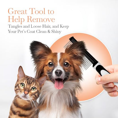 Fuller Brush Single-Sided Pet Comb - 25 Rust-Resistant Stainless Steel Pins - Ergonomic Rubberized Easy Grip Handle - Remove Tangles, Mats & Reduce Loose Hair - Tool for Grooming Dogs & Cats - size: Single-Sided
