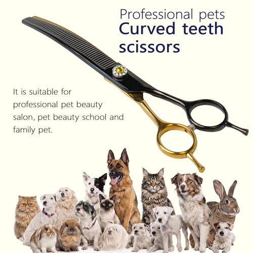 7" Curved Thinner Dog Scissor, Curved Blender Scissors, 48 Teeth - size: Curved Blender
