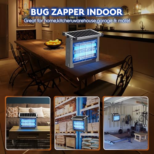 Solar Bug Zapper Outdoor, 4500V Mosquito Zapper Fly Traps Outdoor for Patio - color: Gray