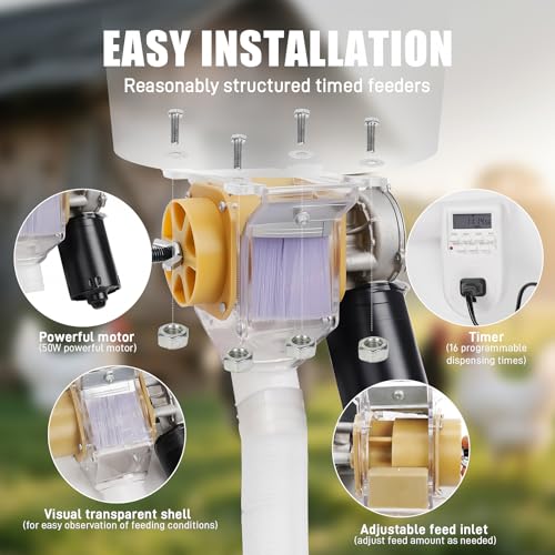 Automatic Poultry Feeder，16 Groups Automatic Chicken Feeder，Timed Feeder for Chickens, Ducks, Geese, Pigeons, Dogs, Fish, Cat