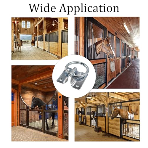 2Pcs M7*60 Metal Cross Tie Ring for Horse, Wall Mount Block Tie Rings for Horse Stall Stable Barn Supplies Equestrian Hitching Ring Hardware - size: Iron