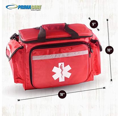 Primacare KB-1088 EMT First Responder Trauma Bag, Empty Deluxe EMS Shoulder Bag, Professional First Aid Kit Bag with 4 Compartments for Emergency Medical Supplies