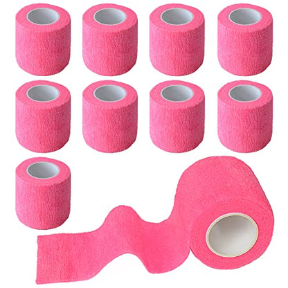 2 Inches Self Adhesive Bandage Wrap Cohesive Wrap, 9 Pack, Pink - color: Pink, size: 2 Inch