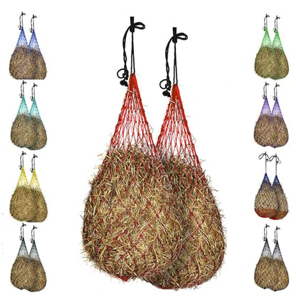 Majestic Ally Hay Net, Set of 2, Length - 54”, Holes 3"x3" for Horses - color: Red
