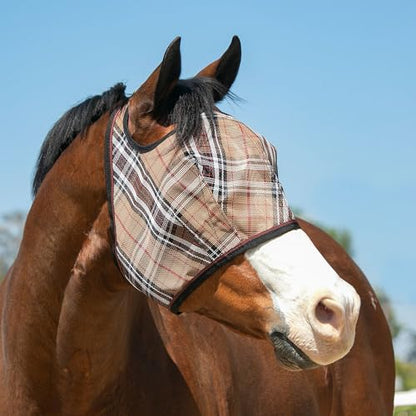 Kensington Fly Mask Web Trim — Protects Horses Face and Eyes From sun While Allowing Full Visibility — Ears and Forelock Able to Come Through the Mask, Medium, Deluxe Black - size: M (Small Horse)