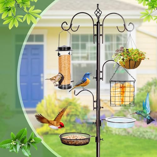 YINGYM Bird Feeding Station Kit, 87 Inch Bird Feeder Pole for Outside - size: 87 Inches without Squirrel Baffle