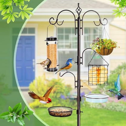 YINGYM Bird Feeding Station Kit, 87 Inch Bird Feeder Pole for Outside - size: 87 Inches without Squirrel Baffle