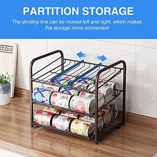 Can Rack Organizer,3 Tier Stackable Can Storage Dispenser,Bronze - color: Brown