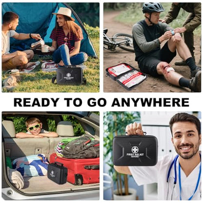 Gevoke 410 Piece Waterproof Hard Shell First Aid Kit, Black | For Home, Car, Travel, Camping, Truck, Hiking, Sports, Office, Vehicle & Outdoor, Emergency Medical Kits - color: Black