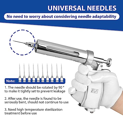 50ML Continuous Livestock Syringe, Adjustable Syringe For Horses, Sheep, Cattle, Pigs, Etc., Farm And Breeding Equipment, Large Capacity, Semi-Automatic, With 10 Stainless Steel Needles