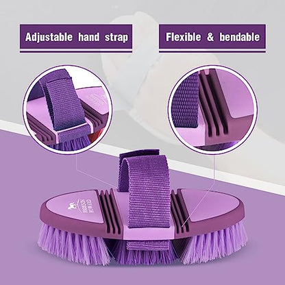 Harrison Howard Flexible Finish Horse Grooming Brush - Bendable, Comfortable Hold, Purple - color: Purple