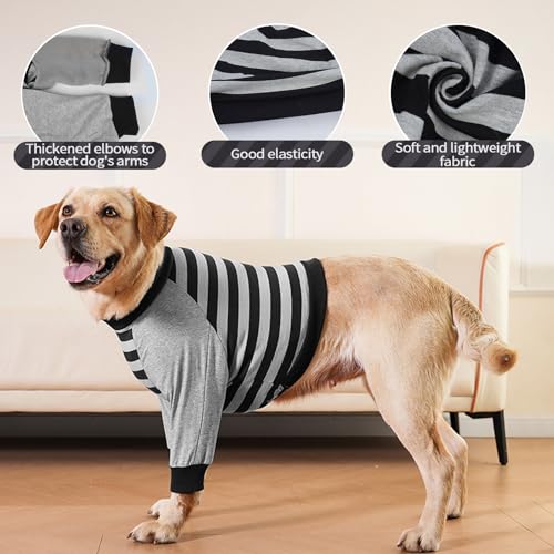 FUAMEY Dog Recovery Sleeve with Elbow Protector, Black Stripes, 2XL - color: Black Stripes, size: XXL(Weight:88-105lbs)