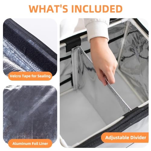 TooCust Large Insulated Food Delivery Bag with Fixed Base and Internal Frame, XXL 19.7" x 15" x 15", Commercial Pizza Delivery Bag w/Divider, Waterproof & Foldable Catering Bag Food Deliveries, Black - color: Black, size: XXL-19.7" x 15" x 15"