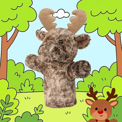 Hand Puppet Christmas for Toddlers Winter Forest Soft Plush Educational Story Time Interactive Learning Stuffed Animal Family Fun Reindeer Puppet - color: Deer