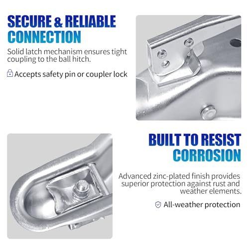 5000lb Straight Trailer Coupler for 2" Ball, 3" Channel | Heavy-duty 5,000 lbs capacity for 3" channels. Zinc-plated steel construction for trailer applications. - size: 2" Ball 3" Channel 5,000 lbs