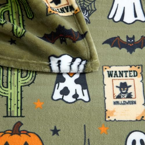 Wrangler - Soft Plush Throw Blanket for Bed & Couch, 50x70 - color: Ghost Wanted Green, size: 50" x 70"