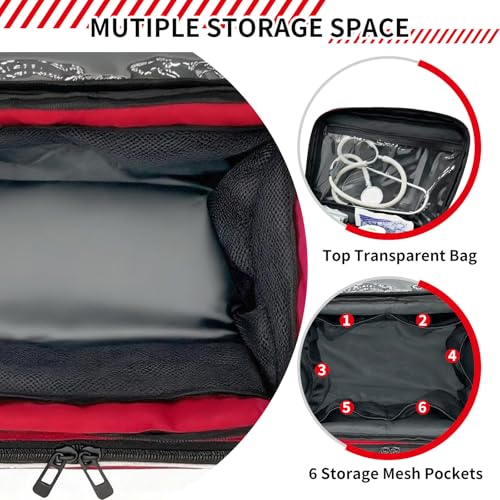 First Aid Bag Empty With Lockable Zipper,Compact and Portable Small Medicine Storage Bag,Family First Aid Box, Pill Bottle Organizer for Travel, Car and Home Use, Red(Bag Only)
