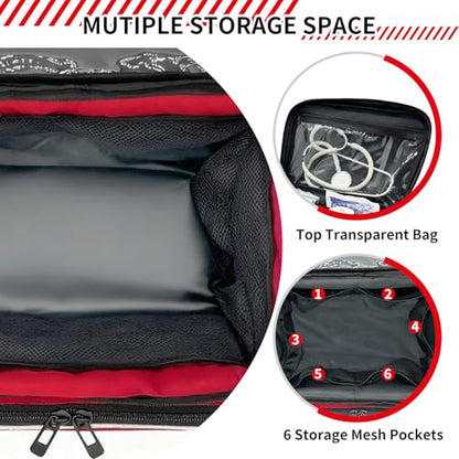 First Aid Bag Empty With Lockable Zipper,Compact and Portable Small Medicine Storage Bag,Family First Aid Box, Pill Bottle Organizer for Travel, Car and Home Use, Red(Bag Only)