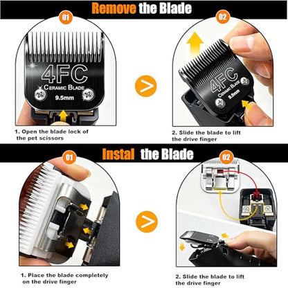 Dog Grooming Blades Compatible with Andis Clippers 4FC Blade (9.5mm) - size: Black(4FC)
