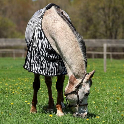 Country Pride Zebra Print Soft Mesh Fly Sheet for Horses, Summer Insect Protection, Adjustable Double Buckle Front, Shoulder Gussets, Removable Leg Straps, Breathable Mesh Horse Blanket (80 in) - size: 80 in