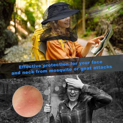 South to East Mosquito Head Net for Insects 2 Pack, Fly & Bug Protection - color: Black