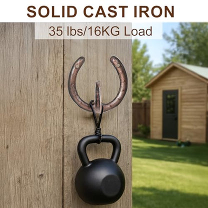 4PCS Cast Iron Horseshoe Wall Hooks, Rustic Western Decor