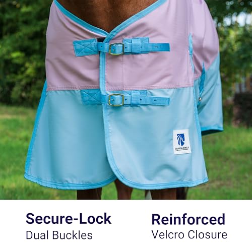 Horse Turnout Rain Sheet | 600 Denier Ripstop Turnout Blanket No Fill (0g) | Waterproof Lightweight Breathable | Tear-Resistant Outer & Rub-Free Silky Inner | Pink/Blue - 70 in - color: Pastel Pink/Blue, size: 70