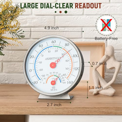 Indoor Outdoor Thermometer Hygrometer, Large Dial