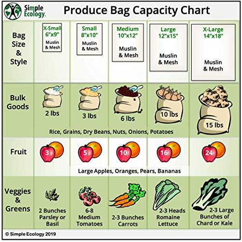 Simple Ecology Reusable Grocery Produce Shopping and Storage Bags, Organic Cotton Muslin, Medium 3 pack - size: Medium (10"x12") - 3 Pack