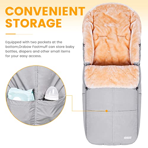 Orzbow Stroller Footmuff, Universal Baby Bunting Bag, Weather-Proof Blanket - color: Light Grey