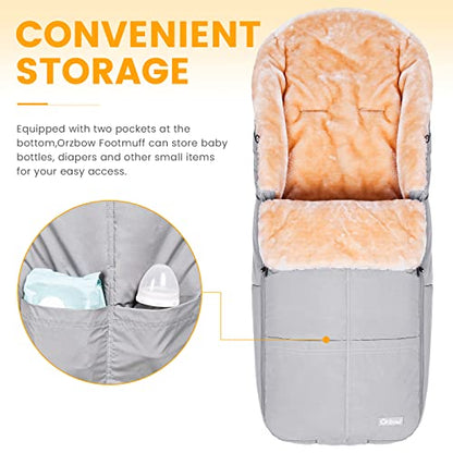 Orzbow Stroller Footmuff, Universal Baby Bunting Bag, Weather-Proof Blanket - color: Light Grey