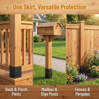 Adjustable Post Protector, Stainless Steel Post Sleeve Range 3.3"-6", Protects Wooden Fences and Mailboxes from Rain and Mower Damage (2 Set) - size: 2 Set