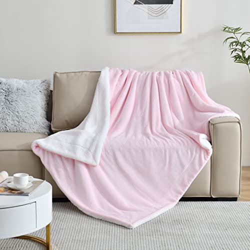 SOCHOW Sherpa Fleece Throw Blanket, Light Pink, 50x60 inches - color: Light Pink, size: 50"×60"
