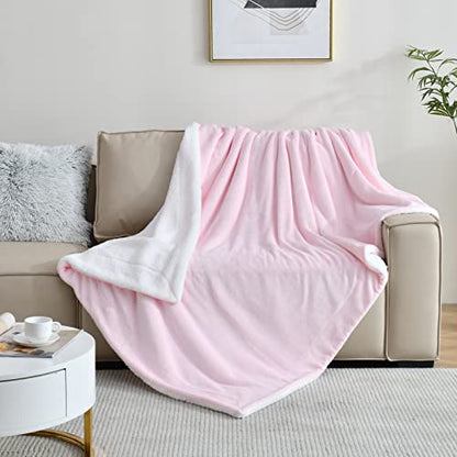 SOCHOW Sherpa Fleece Throw Blanket, Light Pink, 50x60 inches - color: Light Pink, size: 50"×60"