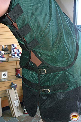 HILASON Horse Fly Sheet Breathable Mesh UV Protection Mosquito Bug Summer - color: Hunter Green With Black, size: 81 In