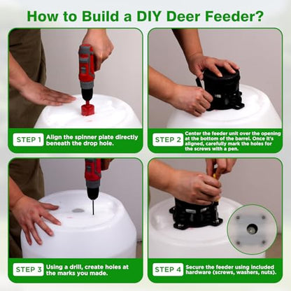 Deer Feeder Kit,Motor and Timer Kit with Programable Digital Timer,Up to 4 Feed Time,Easy to Install for Hunting Game Feeder,Batteries Not Included