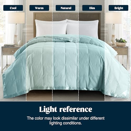 puredown® Blankets King Size - Soft Lightweight Down Blanket for Bed, Cozy Warm Luxury Bed Blanket with Satin Trim, Blue (108"X90") - color: 04 Blue, size: King