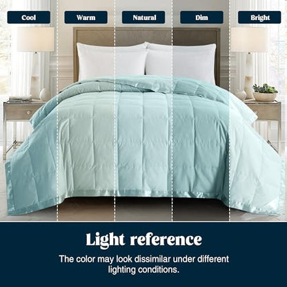 puredown® Blankets King Size - Soft Lightweight Down Blanket for Bed, Cozy Warm Luxury Bed Blanket with Satin Trim, Blue (108"X90") - color: 04 Blue, size: King