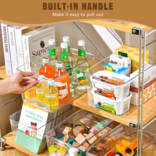 Freebat 12 Pack Clear Storage Bins with Lids, 7 Quart Pantry Organizer Bins | Large, Stackable Plastic Storage Containers, Pantry Organization for Office, Bedroom, Cabinet, Fridge,Kitchen Organization - size: 12 Pack Large