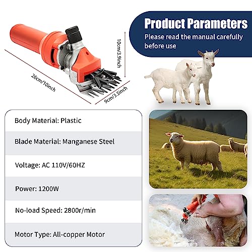 Sheep Shears, 1200W Professional Electric Sheep Clippers, Electric Goat Shears, Heavy Duty Electric Clippers for Sheep Alpacas Llamas and Large Thick Coat Animals Grooming