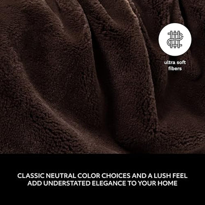 Mon Chateau 60" x 70" Hearthside Faux Fur Throw Blanket, Chestnut | Cozy Layer Comfort For Couch, Bed Or Chair. Lightweight Polyester Fabric With Easy Machine Wash Care - color: Chestnut