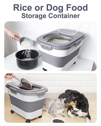 20-30 Lbs Rice Storage Container,Collapsible Food Storage Containers - color: Grey/20-30LBS