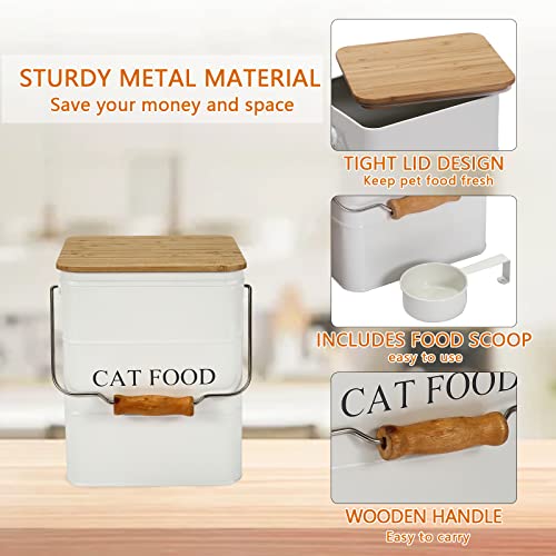 Farmhouse Cat Food Storage Container,6L Cat Food Canisters,Pet Foods Container Hold 5~6lbs Cat Food Treats,Airtight Cats food Storage with Lid and Scoop,Kibble Containers Countertop-White - color: white