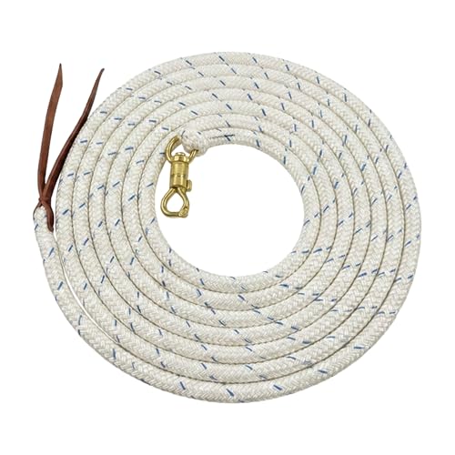 PARELLI 22 Foot Ground Training Rope - Strong Everyday Use All-Purpose Large Horse Lead Rope with Loop & Latigo Popper | 9/16" Diameter Smooth Yachting Braid, White - color: White
